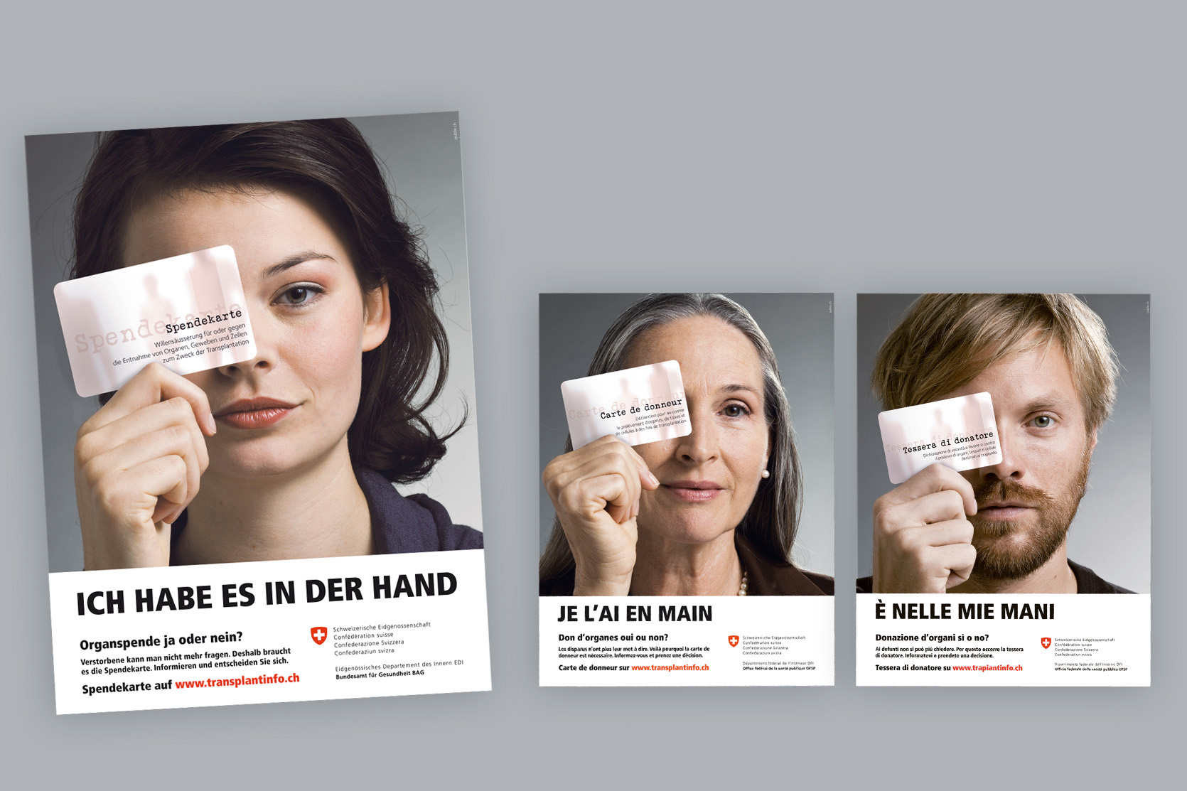 Plakate Organspende-Kampagne, Bundesamt für Gesundheit